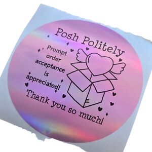(30) XL Hand Crafted Stickers - Posh Politely 3x3 Shipping - Accept & Thank You